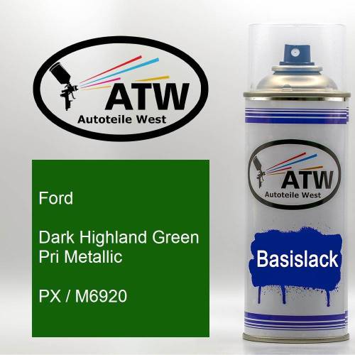 Ford, Dark Highland Green Pri Metallic, PX / M6920: 400ml Sprühdose, von ATW Autoteile West.